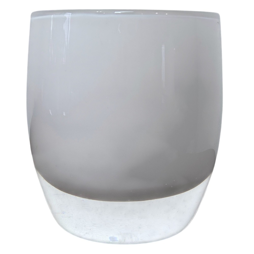 Glassybaby Remember White Gray Votive Candle Holder 0733 Hand Blown